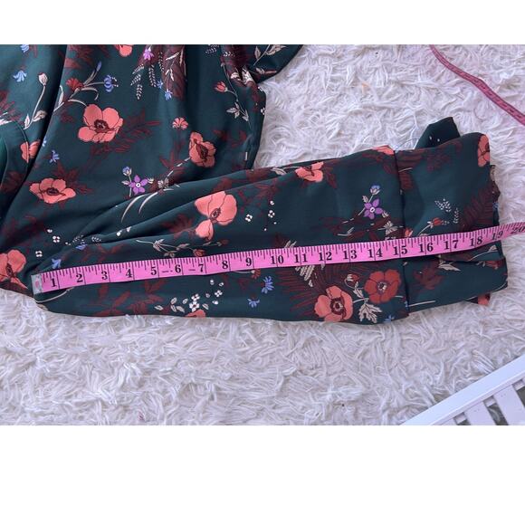 Skies Are Blue Women's Size L Green Floral Ruffle Sleeve Shift Dress #0563 - Picture 11 of 13